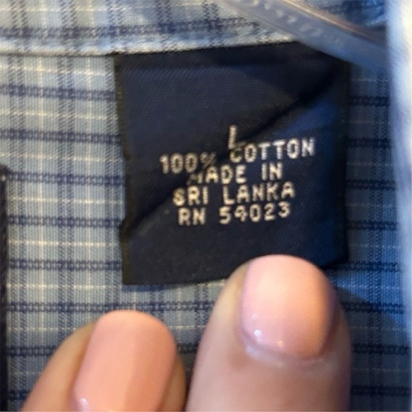 Gap Men's Large Blue Check Button-Down Shirt Long Sleeve Casual - Picture 7 of 8